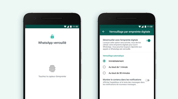 la protection par empreinte digitale pour whatsApp