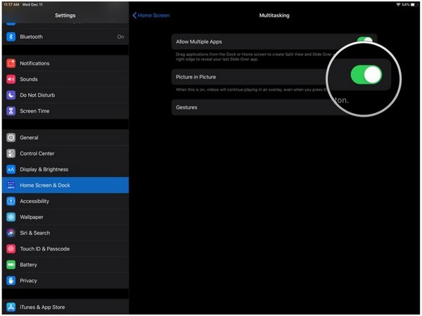 Basculez l' image dans l'image en position OFF blanche