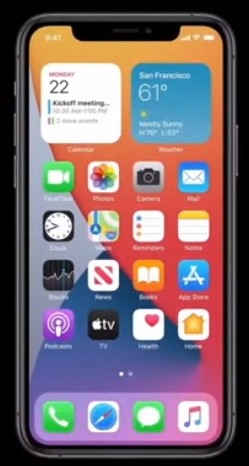 Widget sur l'écran d'accueil iOS 14
