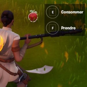 Collecter ou consommer de la nourriture ramassée sur le terrain au verger Fortnite