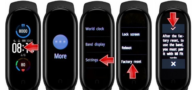 Comment réinitialisation d'usine XIAOMI Mi Band 5 ?
