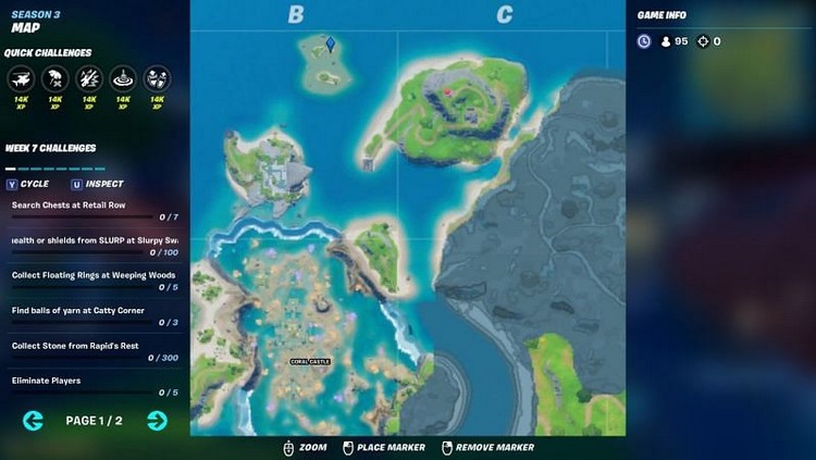 Emplacement exact de l'île des copains de corail à Fortnite