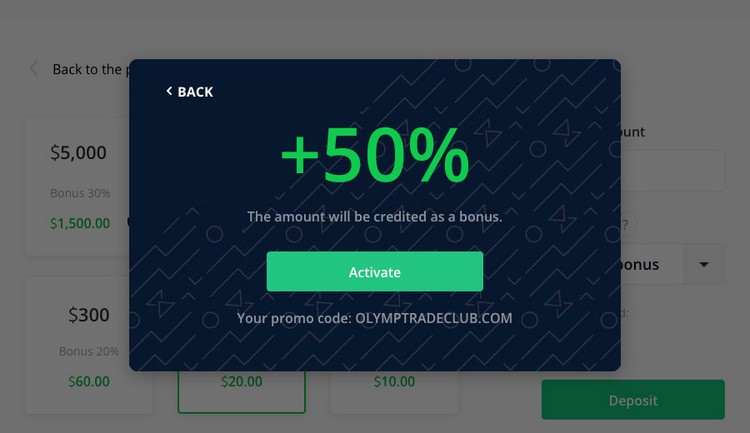 Activez le code promotionnel Olymp Trade dans votre compte