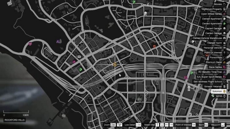 Le symbole «S» sur la carte représente le bureau de Solomon