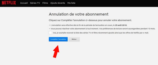 Compléter l’annulation Netflix 