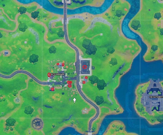 Emplacements des coffres de Salty Springs