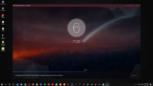 Nox App Player s'exécutant sur le bureau Windows 10