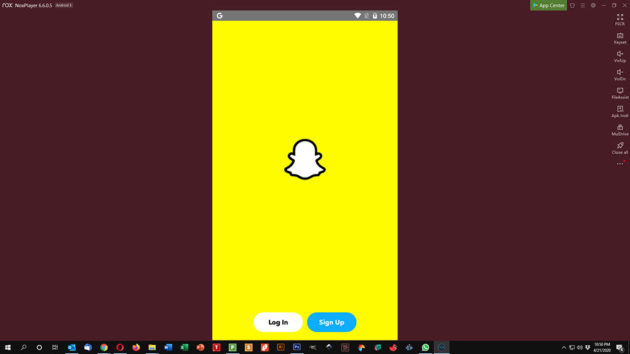 Snapchat lancé sur NoxPlayer