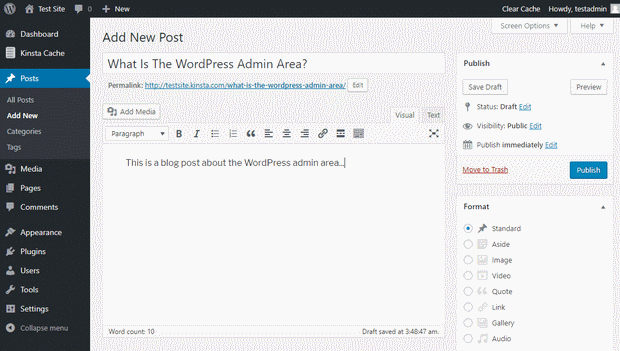 wordpress interface