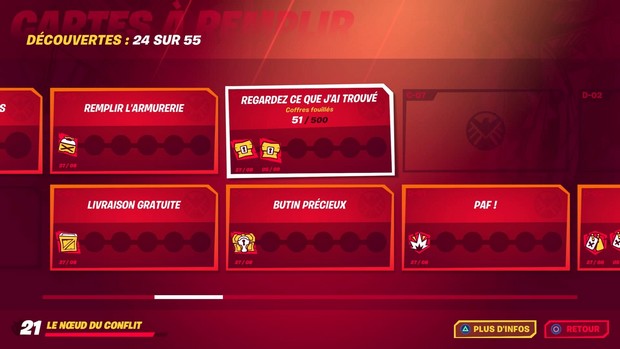 les cartes à remplir de la saison 4 de Fortnite