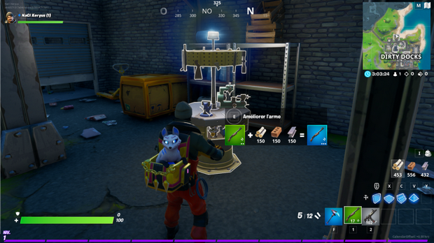 améliorer ou échanger une arme pour peu de construction ; pratique pour valider le déf