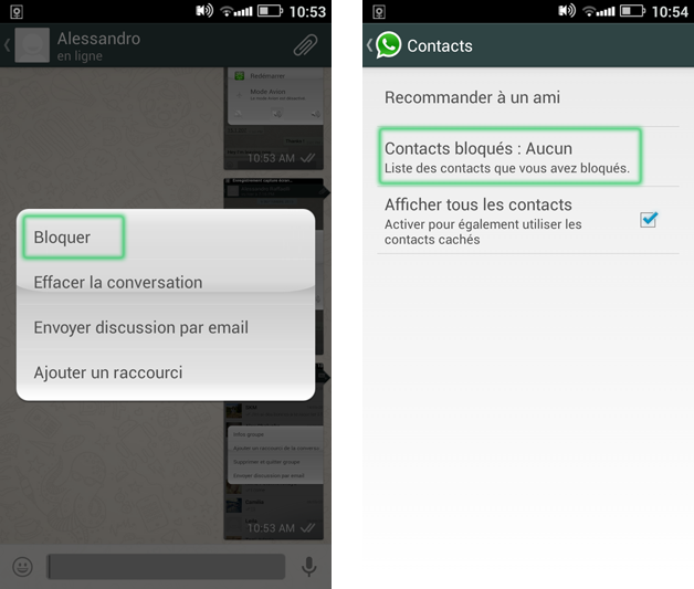 bloquer un contact sur whatsapp