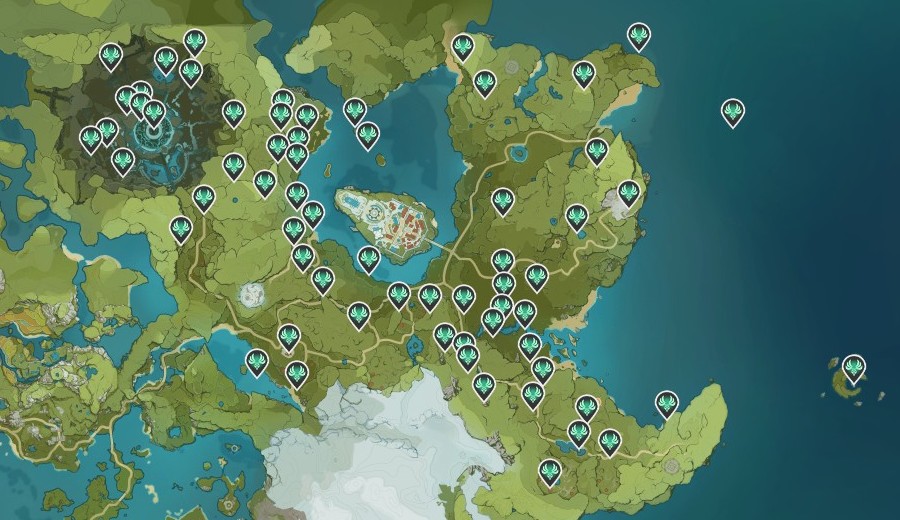 Emplacements Anemoculus dans Genshin Impact