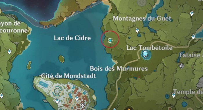 Emplacement de pommes Montagnes du Guet genshin impact