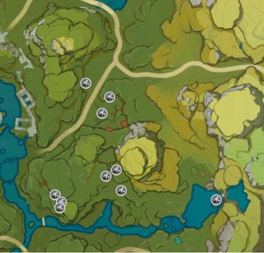 Emplacement du fer blanc à Liyue-Monts Tianheng