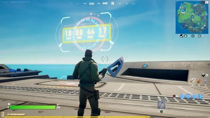 Le compte à rebours peut également être vu à bord de l'Héliporteur.