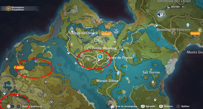 Pente Wuwang et à l’Ouest de la Porte de Pierre