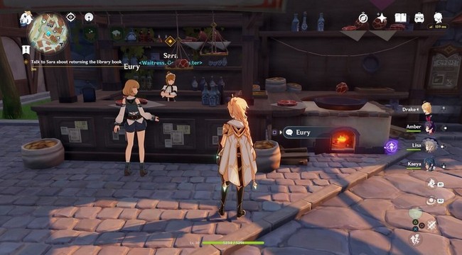 au restaurant de Sara la quête de Travail pénible dans Genshin Impact 