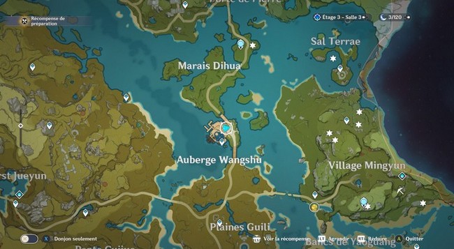 emplacement des défis d'escalade Auberge Wangshu