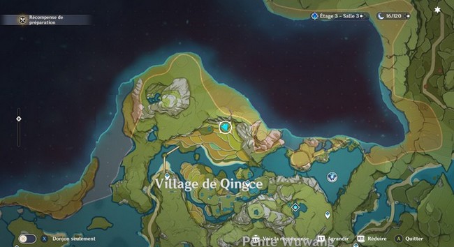 emplacement des défis d'escalade -Village de Qingce