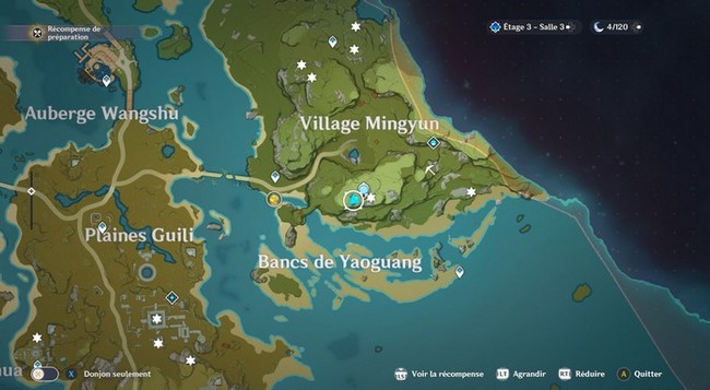 emplacement des défis d'escalade village Mingyun