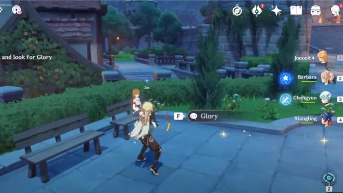 genshin impact parlez à Glory