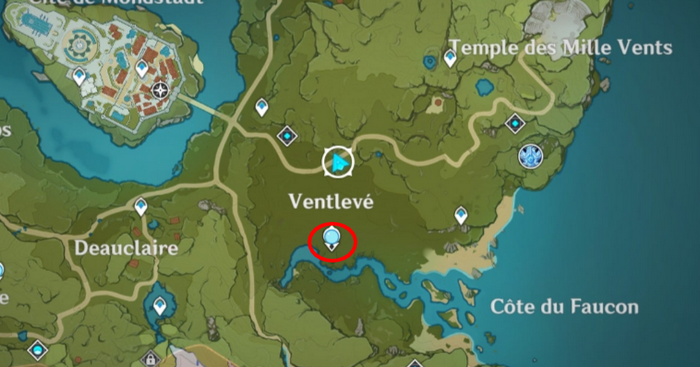 emplacement de Forrest Hilichurl à Ventlevé dans genshin impact