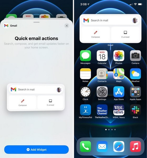 L'application Gmail pour iOS ajoute la prise en charge des widgets sur iOS 14