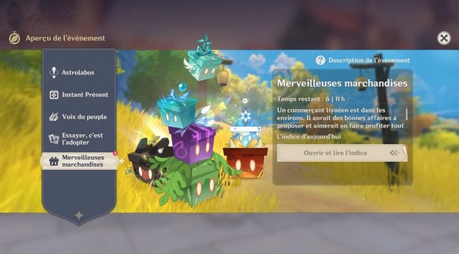  vous recevrez tous les jours un indice sur l'emplacement de Li le Fiable, le marchand de Merveilleuse marchandise.