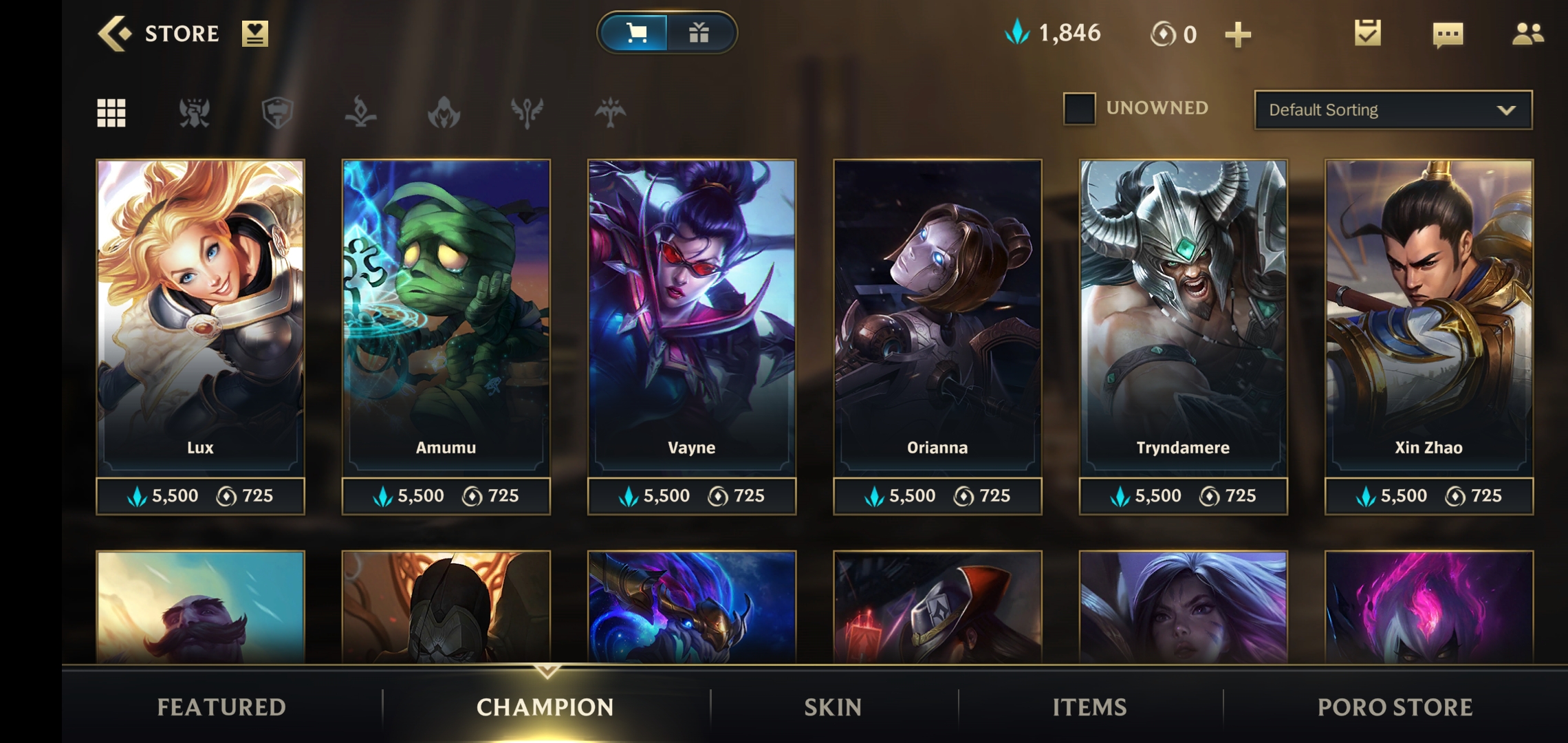 Chaque champion est disponible pour 5500 Particules bleues