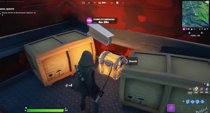 EMPLACEMENT des coffres dans l'Avant-poste de Neigionnaire Sud-est de Weeping Woods