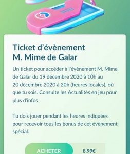 Ticket d'événement M. Mime de Galar.  