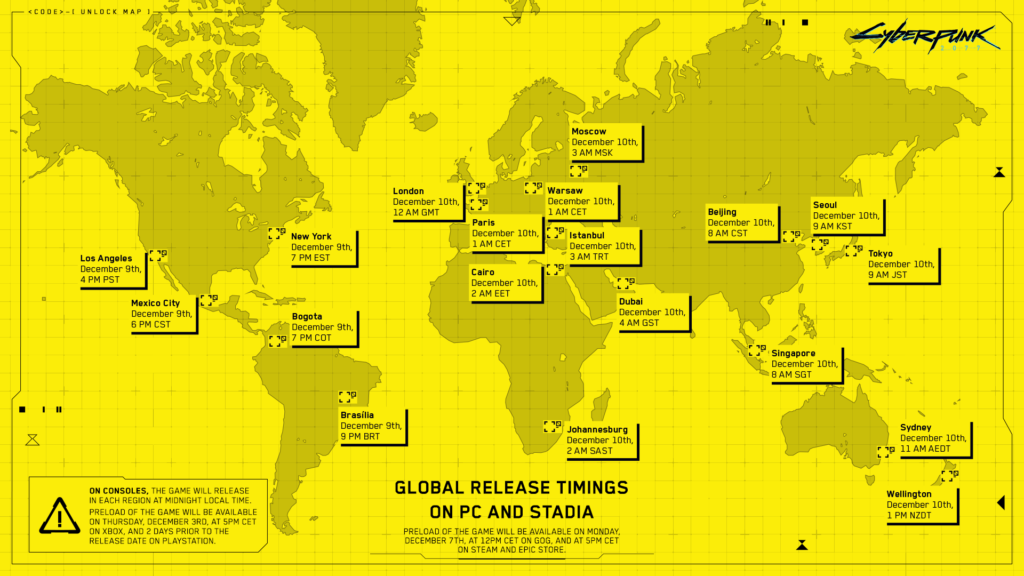 Cliquez pour voir les heures de sortie officielles sur PC / Stadia dans le monde!