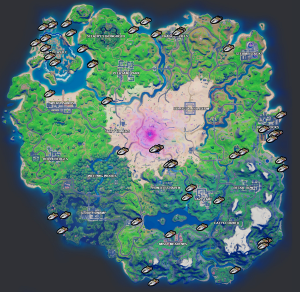 Emplacements canots motorisés Fortnite