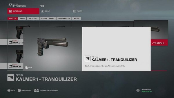 Kalmer 1 - Tranquilizer ou Kalmer 2 - Tranquilizer hitman 3