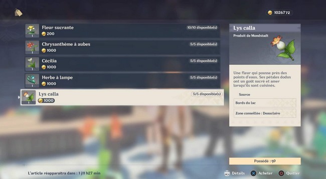 Où acheter Lys calla 