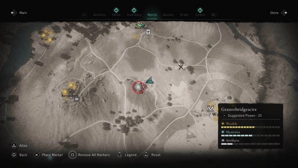 Emplacement Symboles maudits de Grantebridgescire AC valhalla