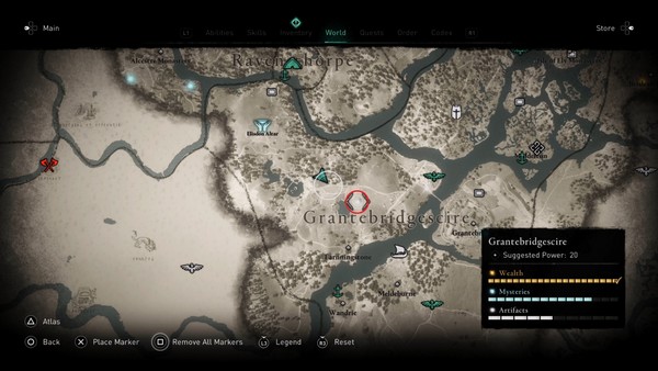 emplacement Symboles maudits de Grantebridgescire AC valhalla