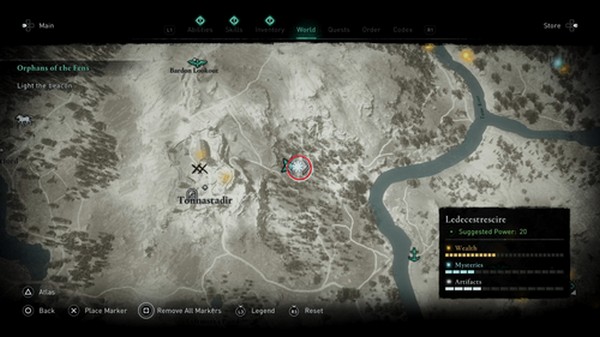 Emplacement Symboles maudits de Ledecestrescire AC valhalla