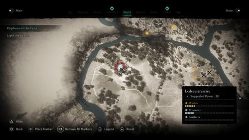 Emplacement Symboles maudits de Ledecestrescire AC valhalla