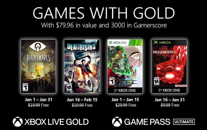 Xbox Games with Gold : les jeux gratuits de janvier 2021
