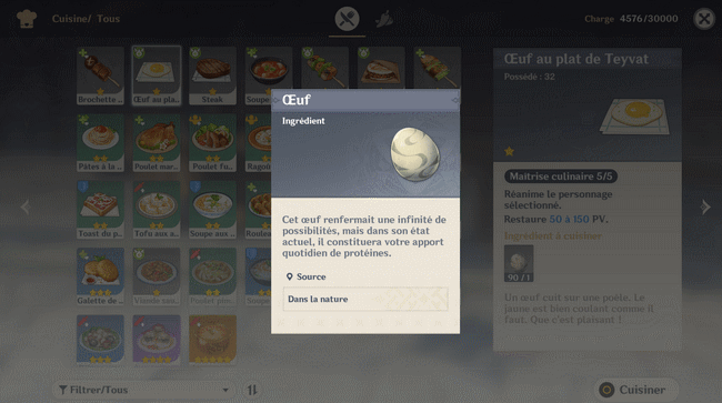 Œufs genshin impact