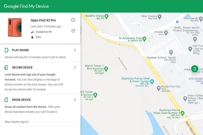 le service Find my Device de Google 