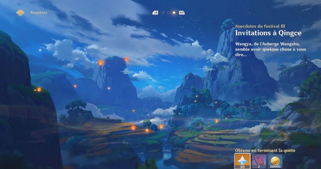 Invitations à Qingce Genshin Impact