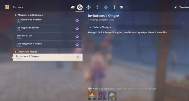 Invitations à Qingce Genshin Impact