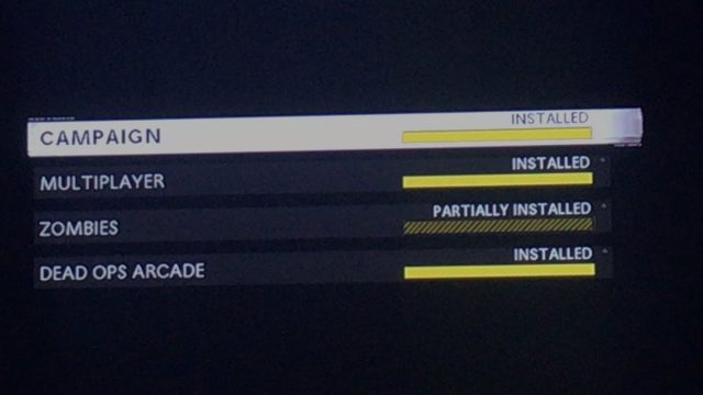 Partiellement installé Call of Duty Black Ops Cold War