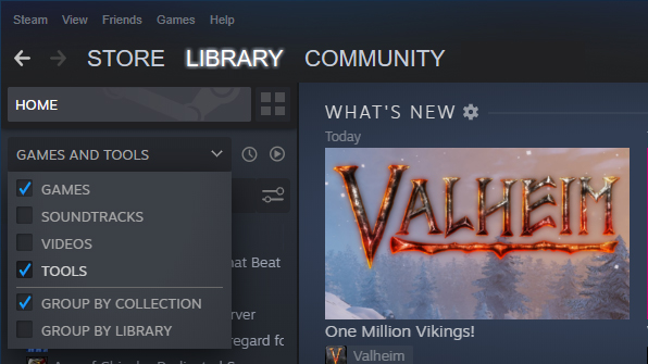 Vous pouvez également télécharger le serveur dédié Valheim via votre bibliothèque Steam