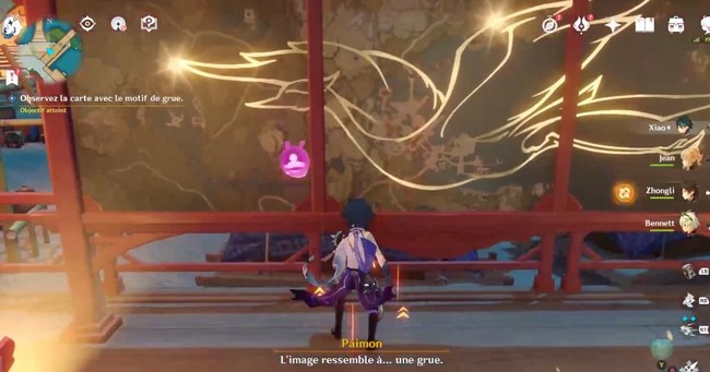 observez la carte avec le motif de grue