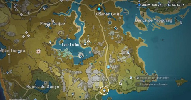 point de téléportation au nord du port de Liyue