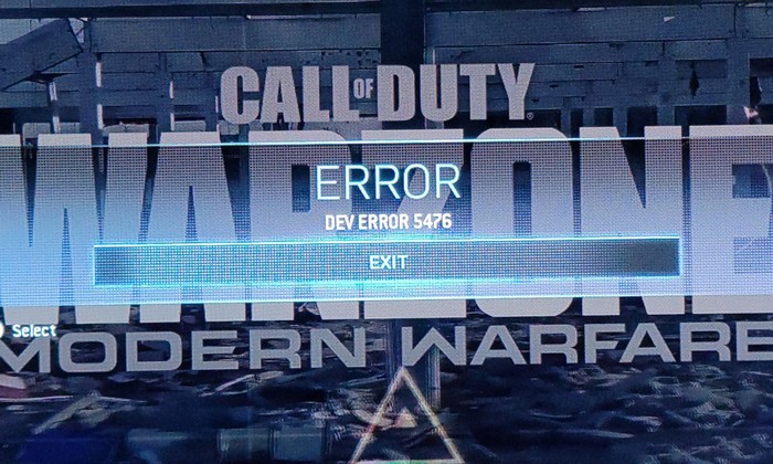 Dev error 5476  sur Call Of Duty
